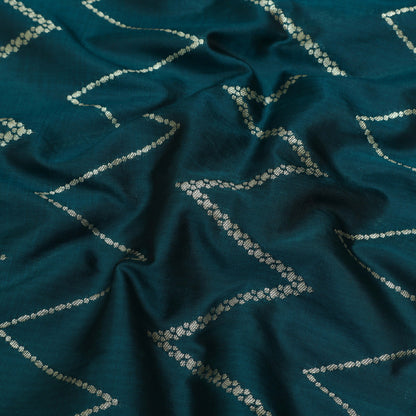 Teal Blue Color Chinia Dupion Silk Brocade Fabric