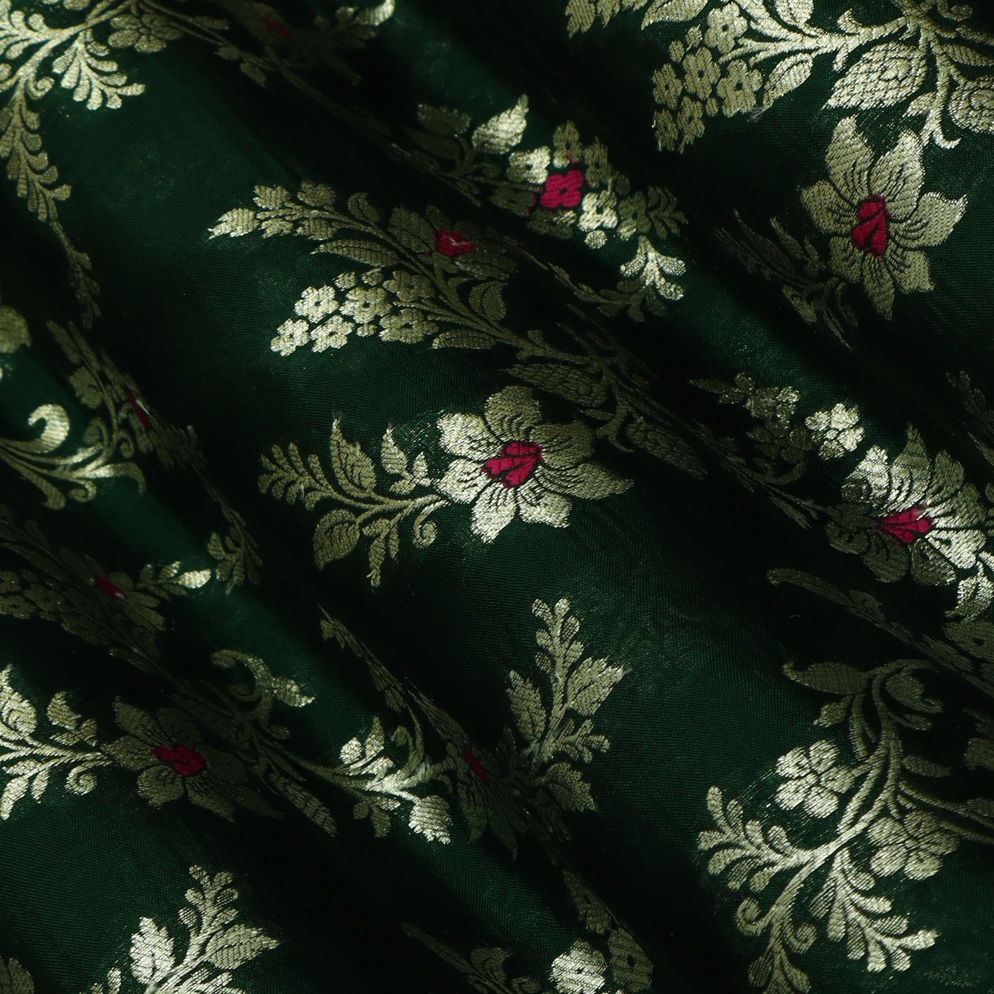 BOTTLE GREEN Color BROCADE Fabric