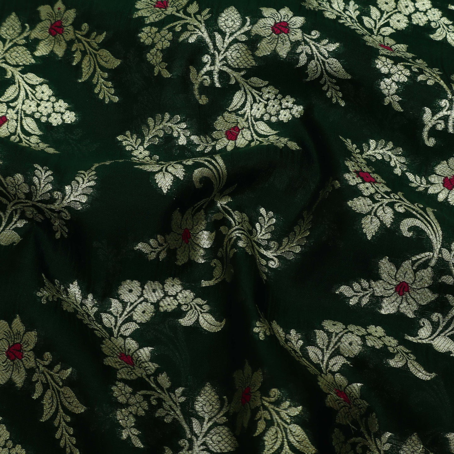 BOTTLE GREEN Color BROCADE Fabric