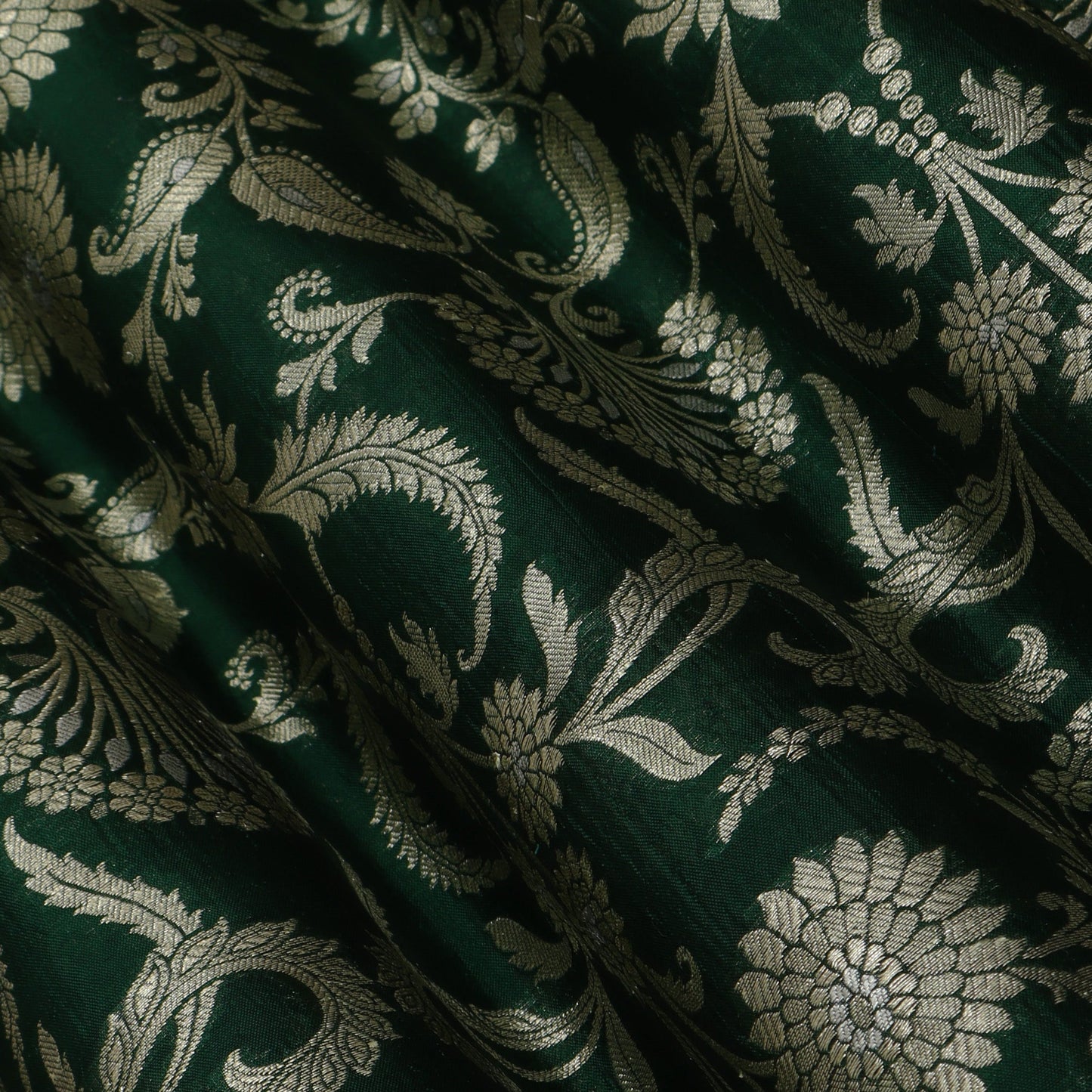 BOTTLE GREEN Color BROCADE Fabric