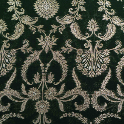 BOTTLE GREEN Color BROCADE Fabric