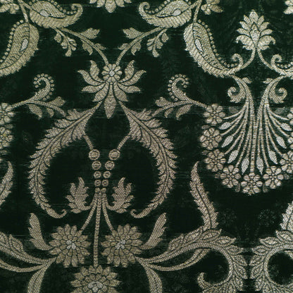 BOTTLE GREEN Color BROCADE Fabric