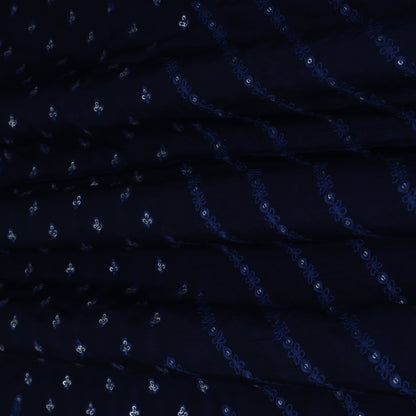 NAVY BLUE Color Nokia Silk Embroidery Fabric