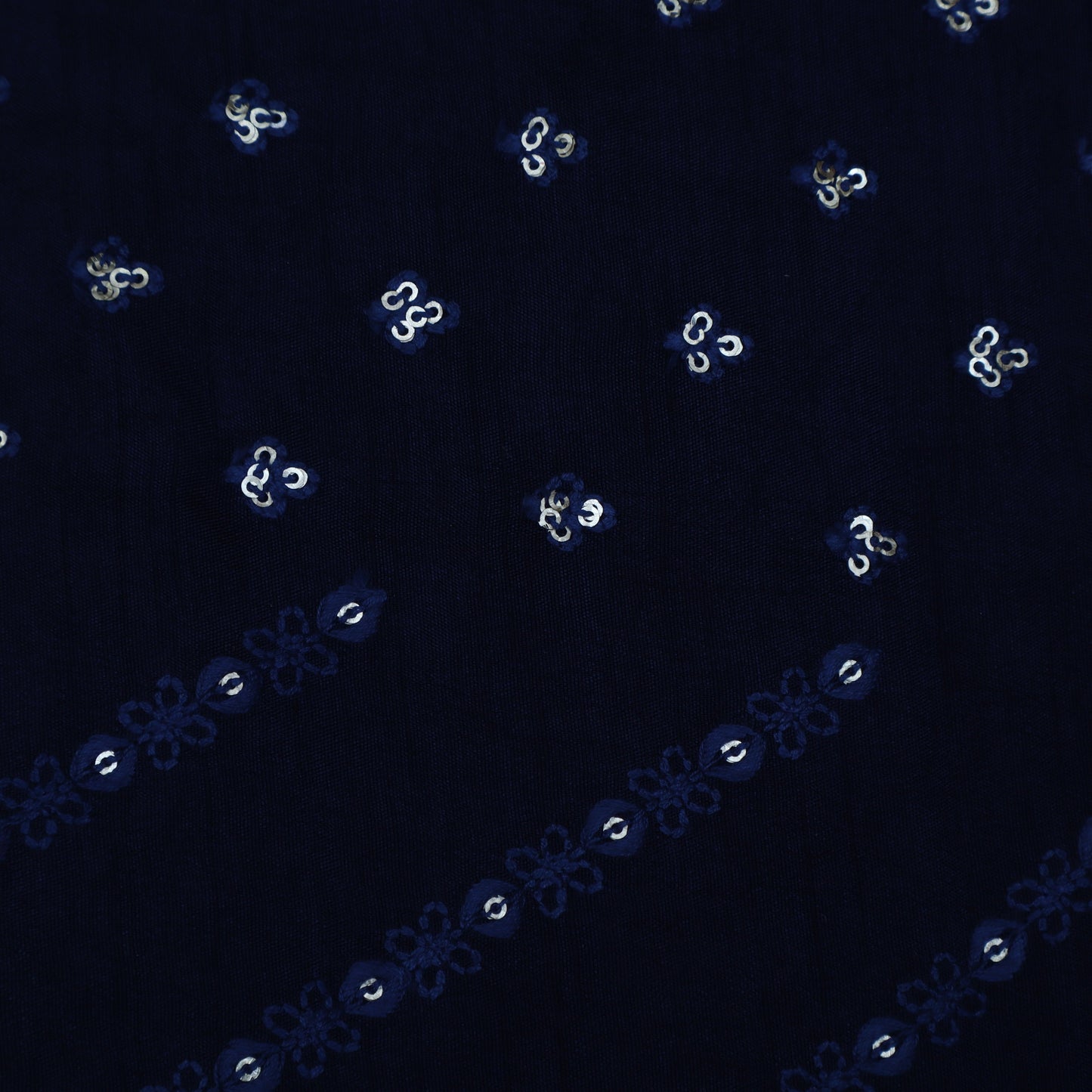 NAVY BLUE Color Nokia Silk Embroidery Fabric