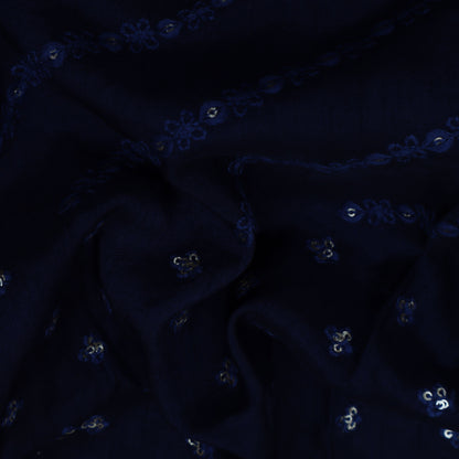 NAVY BLUE Color Nokia Silk Embroidery Fabric