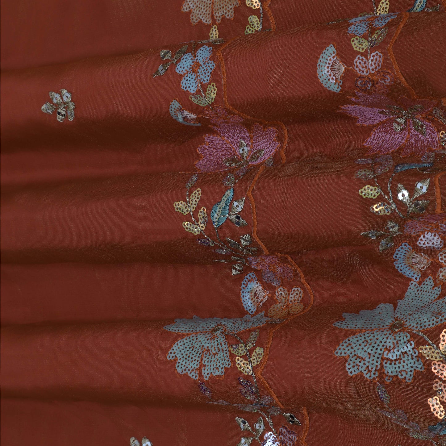RUST Color Tissue Embroidery Fabric