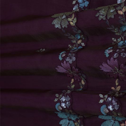 PURPLE Color Tissue Embroidery Fabric