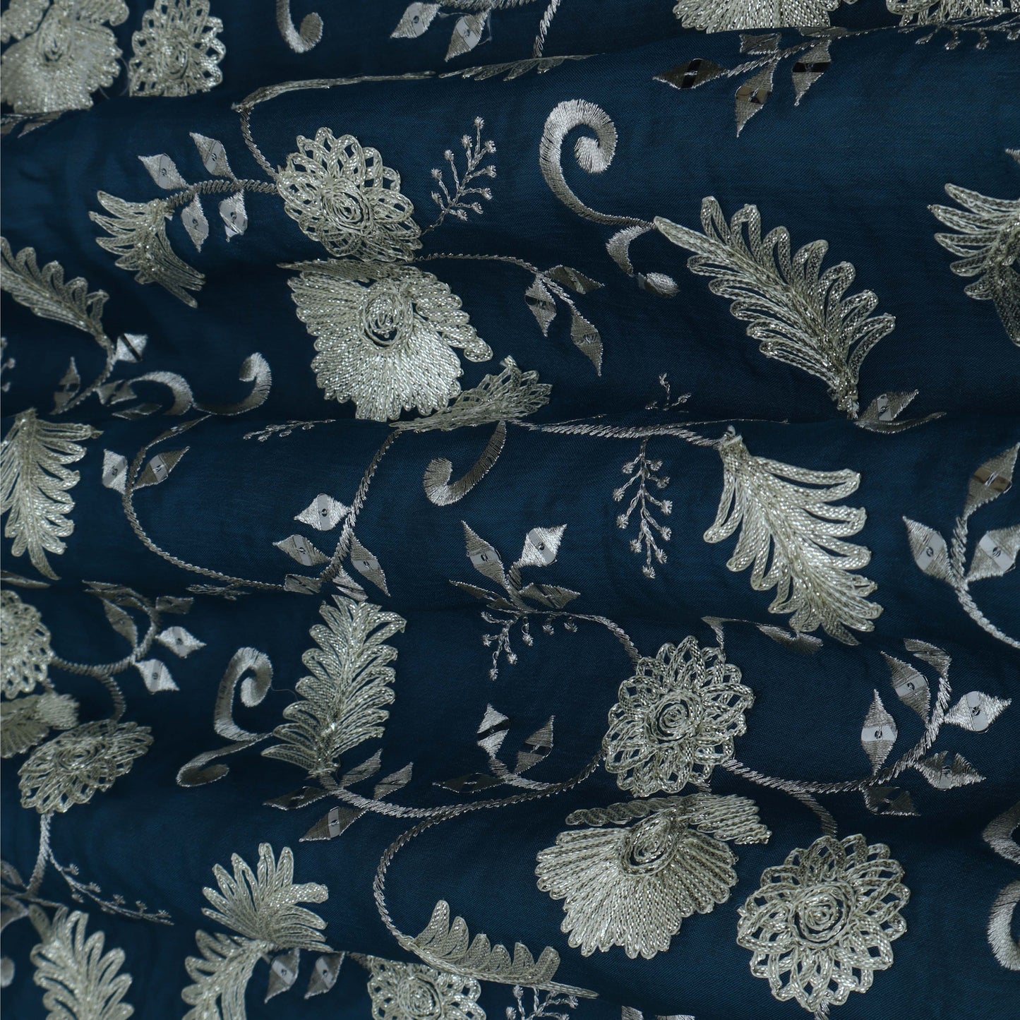 BLUE Color Chinon Embroidery Fabric