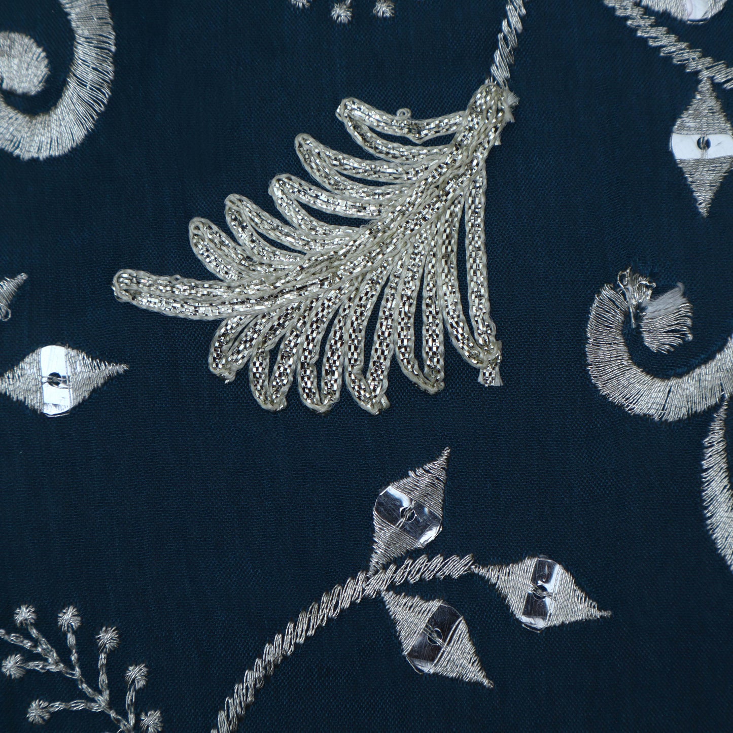 BLUE Color Chinon Embroidery Fabric