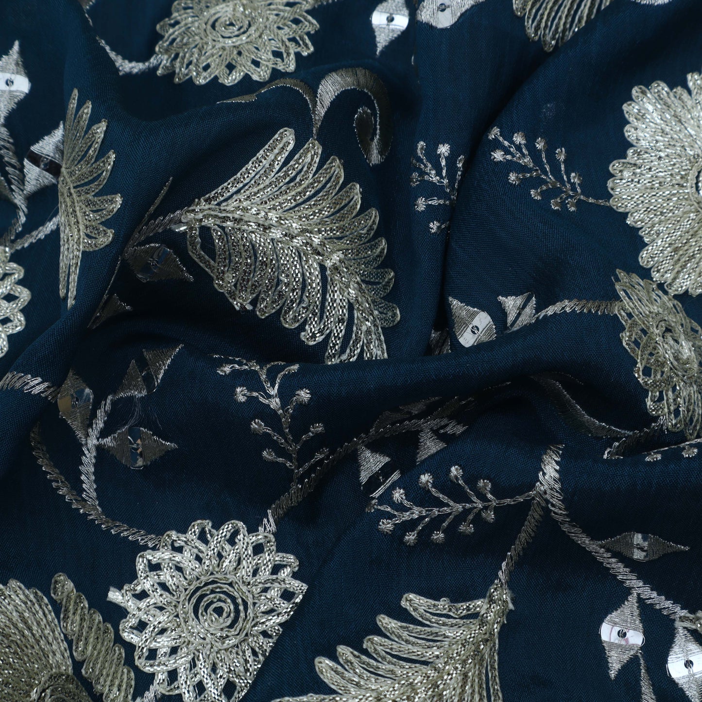 BLUE Color Chinon Embroidery Fabric