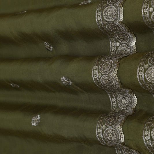 Green Color Tissue Embroidery Fabric