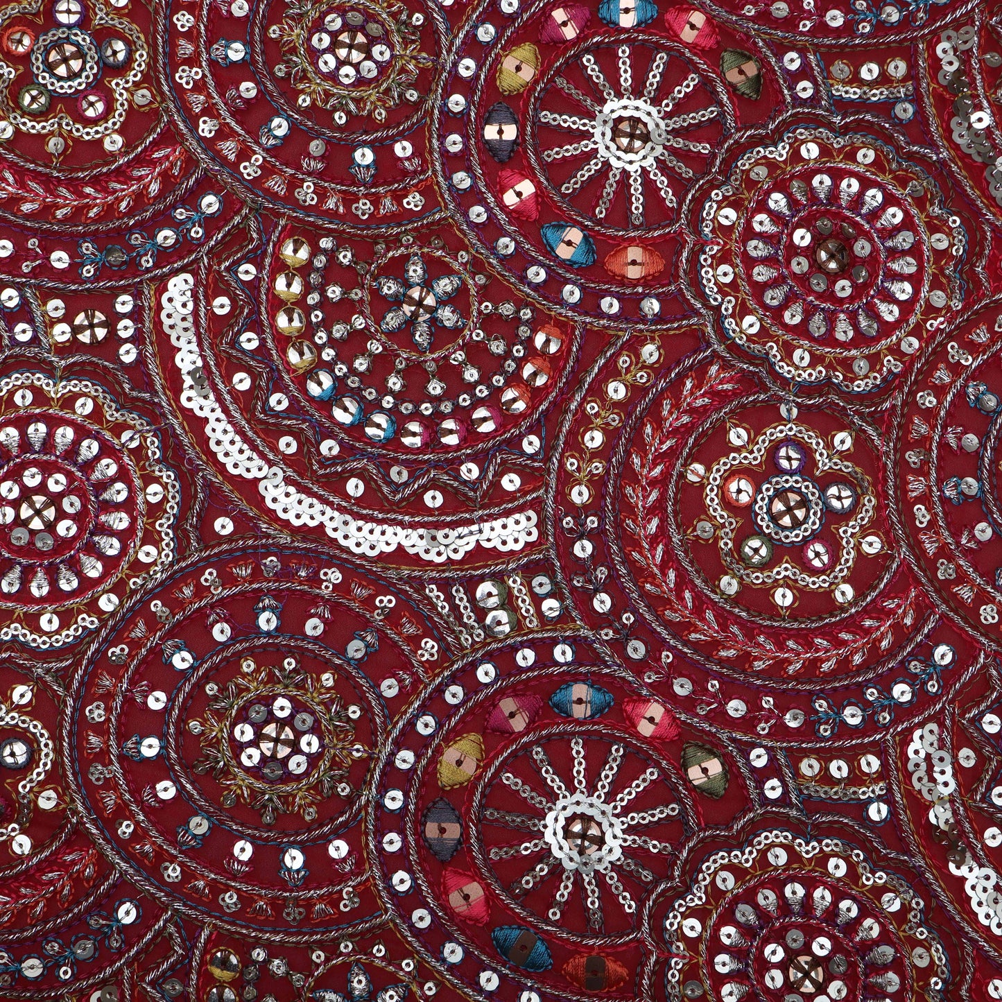 RED Color  Georgette Embroidery Fabric