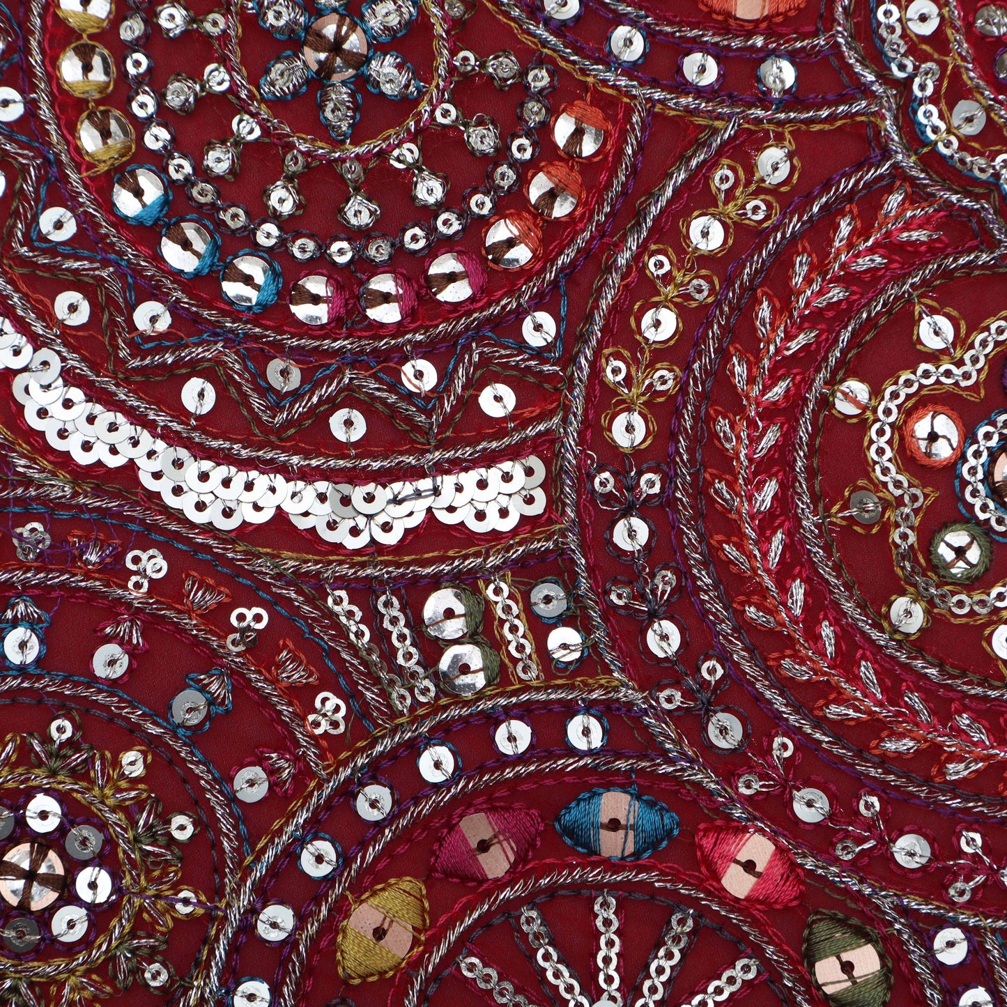 RED Color  Georgette Embroidery Fabric