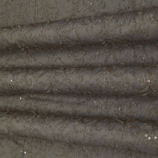 Grey Color  Tissue Embroidery Fabric