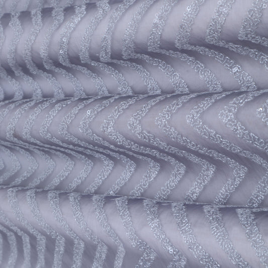 Grey Color Organza Embroidery Fabric