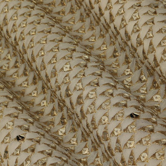 White Color Georgette Embroidery Fabric