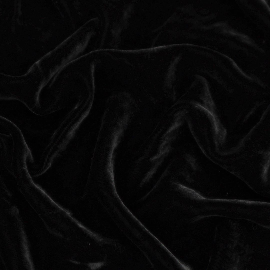 Deep Black Viscose Velvet Fabric