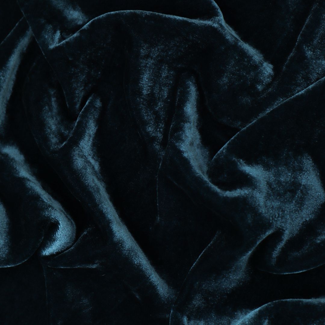 Midnight Blue Viscose Velvet Fabric